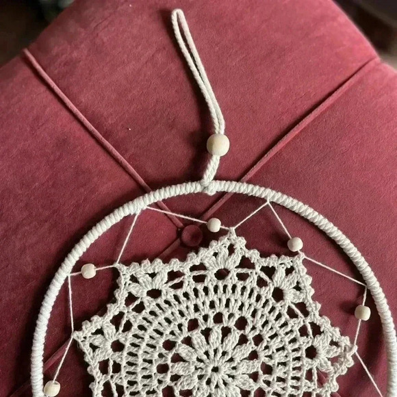 Macrame dreamcatcher with beads Natural cream color 32" Crochet Boho Hippie - Picture 8 of 10